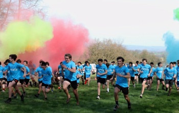 Fun run for charity with coloured flares