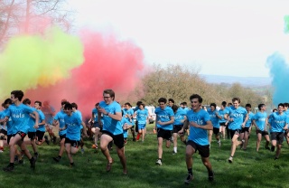 Fun run for charity with coloured flares