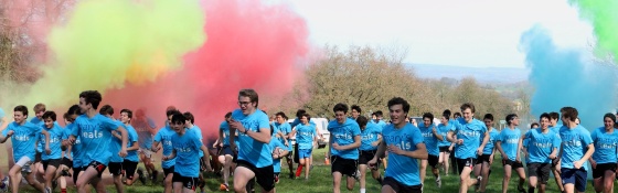 Fun run for charity with coloured flares