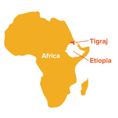 map of Africa with Ethiopia and Tigray showcased